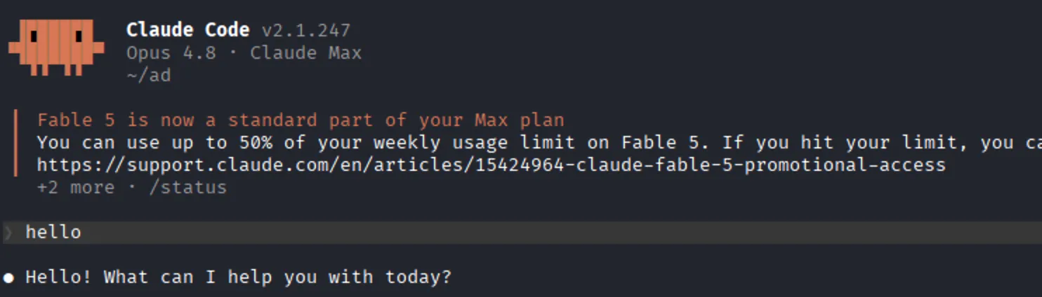 Successful Claude Code authentication in the terminal